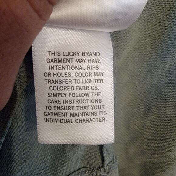 Lucky Brand Soft Green Longsleeve Notched Neck Sandwash Top XL Peasant Prairie‎ - Picture 16 of 16